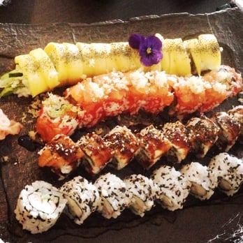 Sake - Okinawa, Spicy Salmon, Dragon and California rolls. Delicious - Sushi Bars Near Me - pozzuoli, NA Sake - Okinawa, Spicy Salmon, Dragon and California rolls. Delicious - Sushi Bars Near Me - pozzuoli, NA