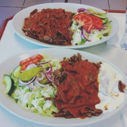 Erkan Kebab Pizzeria - Creamy potato kebab (top) and iskander kebab (bottom)