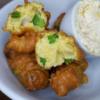 Dirt Candy - Jalapeno hush puppies appetizer with maple butter. Vegan. Amazing. - Vegetarian Near Me - New York, New York