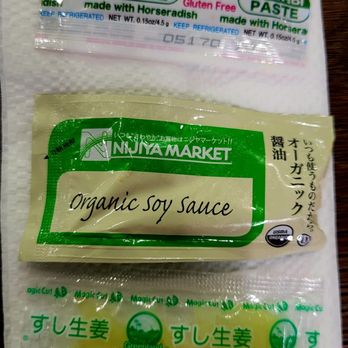 Nijiya Market - A Wasabi Paste, Organic Soy Sauce, & Sushi Ginger packets were placed inside of my Spicy Tuna Don. - International Grocery Near Me - Honolulu, Hawaii Nijiya Market - A Wasabi Paste, Organic Soy Sauce, & Sushi Ginger packets were placed inside of my Spicy Tuna Don. - International Grocery Near Me - Honolulu, Hawaii