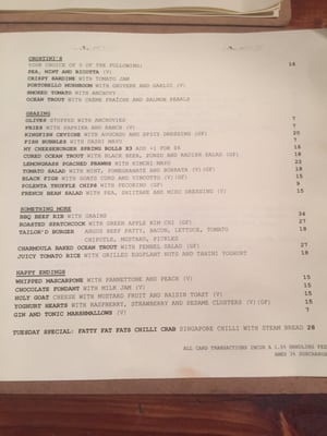 Menu photo 5 Crooked Tailor Castle Hill, NSW