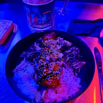 Neighbors Gulch - Teriyaki Glazed Salmon Bowl with broccoli instead of brussel sprouts. - Sports Bars Near Me - Nashville, Tennessee