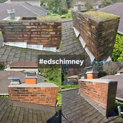 Ed's Chimney Sweep and Masonry - Before and after chimney repair. No more leaking chimney!
