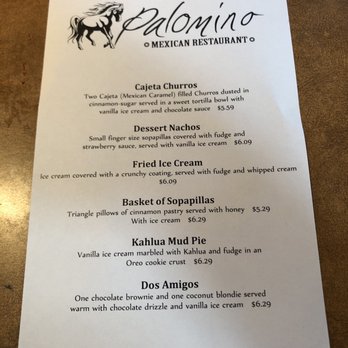 Palomino Mexican Restaurant - Dessert menu - Mexican Near Me - Evans, Colorado