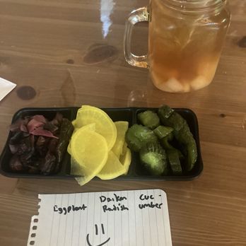 Ramen Haus - Asian Pear Iced Tea and Assorted Pickles - Ramen Near Me - Ogden, Utah