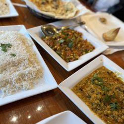 Anmol Restaurant - Milwaukee - Vegetable Curry, Dhal Curry, Samosas, basmati rice