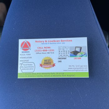 Notary And Livescan Services - Their business card - Notaries Near Me - Monterey Park, California Notary And Livescan Services - Their business card - Notaries Near Me - Monterey Park, California