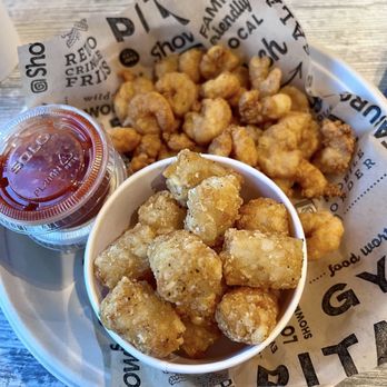 Showmars - Mini meal - popcorn shrimp and tater tots - Burgers Near Me - Winston-Salem, North Carolina Showmars - Mini meal - popcorn shrimp and tater tots - Burgers Near Me - Winston-Salem, North Carolina
