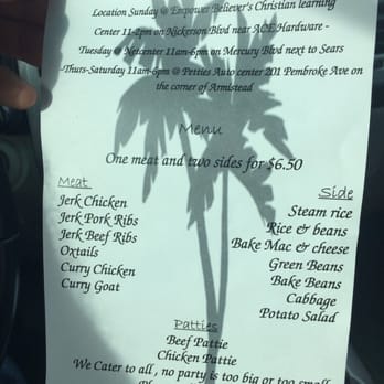 Caribbean Castle - a menu for a restaurant - Caribbean Near Me - Hampton, Virginia