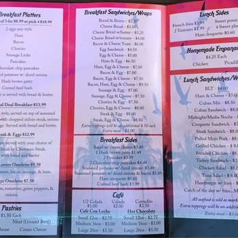 De Luna's cafe - Breakfast / lunch menu - Cuban Near Me - Key West, Florida