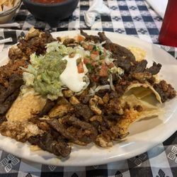 Rancho Escondido Mexican Grill - Mexican nachos! Steak, chicken and chorizo