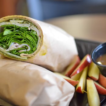 Main Street Cafe - Turkey Pesto wrap with side of apples and caramel - Cafes Near Me - Kokomo, Indiana Main Street Cafe - Turkey Pesto wrap with side of apples and caramel - Cafes Near Me - Kokomo, Indiana