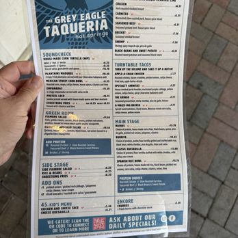 The Grey Eagle Taqueria - Menu - Latin American Near Me - Hot Springs, North Carolina The Grey Eagle Taqueria - Menu - Latin American Near Me - Hot Springs, North Carolina