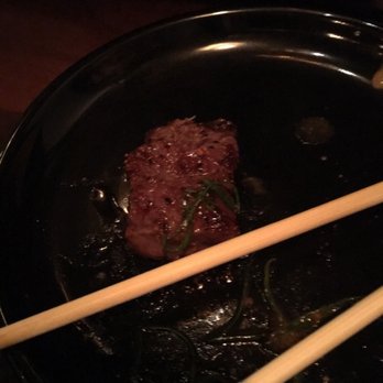 Robata Bar - What's left of the American wagyu, tasty! Looked better than the Japanese A5 to me. At least in skewer form. - Japanese Near Me - Santa Monica, California