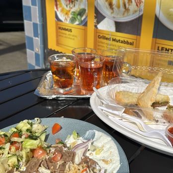 Bistro Mediterraneo - Gyro plate, Big gyro wrap, tea. - Mediterranean Near Me - San Francisco, California