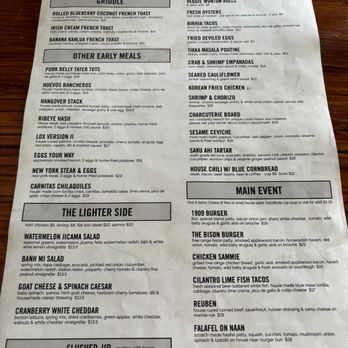 1909 - Menu - Bars Near Me - Temecula, California