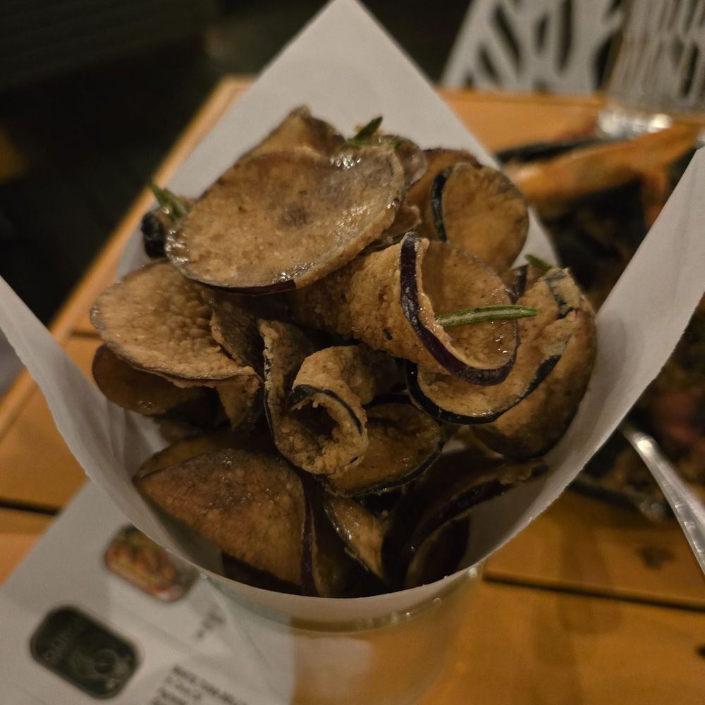 Bravas Bar de Tapas - Fried Eggplant Chips with Truffle Honey & Rosemary - Spanish Near Me - Healdsburg, California