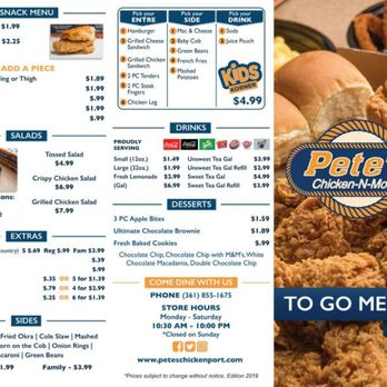 Pete's Chicken-n-More - Full menu - Chicken Shop Near Me - Corpus Christi, Texas Pete's Chicken-n-More - Full menu - Chicken Shop Near Me - Corpus Christi, Texas