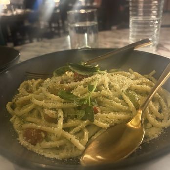 Zio's - Pesto bucatini pasta with cherry tomatoes - Italian Near Me - Las Vegas, Nevada