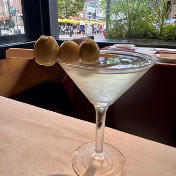 Leunig's Bistro - Dirty martini with bleu cheese olives - French Near Me - Burlington, Vermont Leunig's Bistro - Dirty martini with bleu cheese olives - French Near Me - Burlington, Vermont