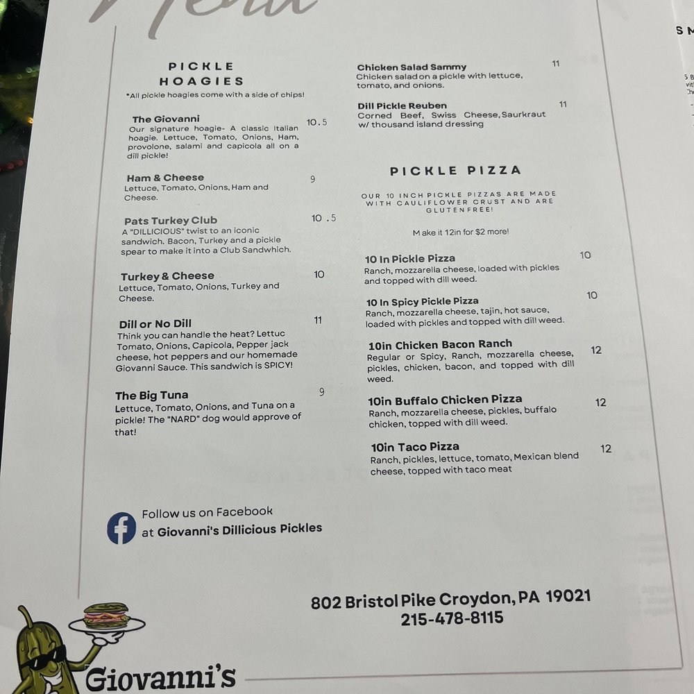 Giovanni's DILLicious Pickles - Delis Near Me - Croydon, Pennsylvania