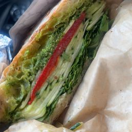Arugula & almost pesto sandwich. Arugula & almost pesto sandwich. 