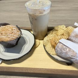 Muffin + iced caramel latte + Oh-honey sandwich Muffin + iced caramel latte + Oh-honey sandwich