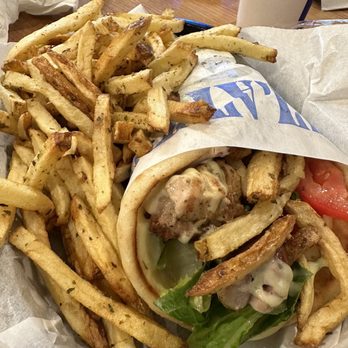 Nick The Greek - Chicken Souvlaki Pita w/fries - Greek Near Me - Olathe, Kansas Nick The Greek - Chicken Souvlaki Pita w/fries - Greek Near Me - Olathe, Kansas