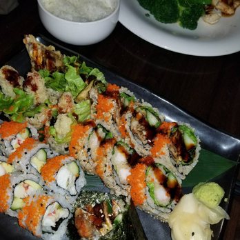 Aoyu Sushi - Hubby's Chicken Teriyaki (back) and my Salmon Skin Hand Roll, Shrimp Tempura Roll, Spider Roll and California King Roll...fresh to death - Japanese Near Me - Bronx, New York Aoyu Sushi - Hubby's Chicken Teriyaki (back) and my Salmon Skin Hand Roll, Shrimp Tempura Roll, Spider Roll and California King Roll...fresh to death - Japanese Near Me - Bronx, New York