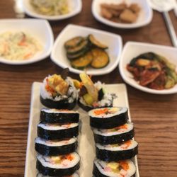 Bewon Korean BBQ Restaurant - Gimbap + banchan (Korean side dishes)