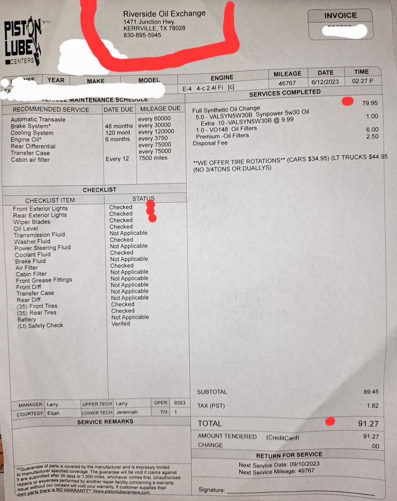 RIVERSIDE OIL EXCHANGE Updated September 2024 11 Reviews 1471