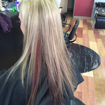 Shears 2 U - Blonde with red peek a boos! - Nail Salons Near Me - Sparks, Nevada