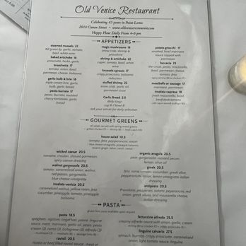 Old Venice Restaurant - Menu - Italian Near Me - San Diego, California Old Venice Restaurant - Menu - Italian Near Me - San Diego, California