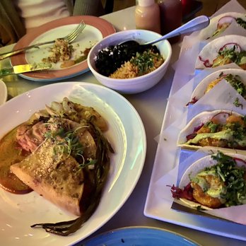 Orale Mexican Kitchen - Juan Wayne tacos (Left) and Shrimp tacos w/ the accompanying rice & beans; cut out of frame to top left: Esquites Gratinee - Mexican Near Me - Hoboken, New Jersey Orale Mexican Kitchen - Juan Wayne tacos (Left) and Shrimp tacos w/ the accompanying rice & beans; cut out of frame to top left: Esquites Gratinee - Mexican Near Me - Hoboken, New Jersey