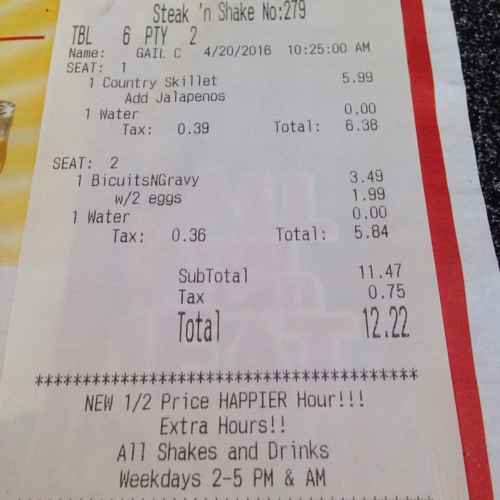 Steak ’n Shake - The bill...... - Burgers Near Me - Orange City, Florida Steak ’n Shake - The bill...... - Burgers Near Me - Orange City, Florida