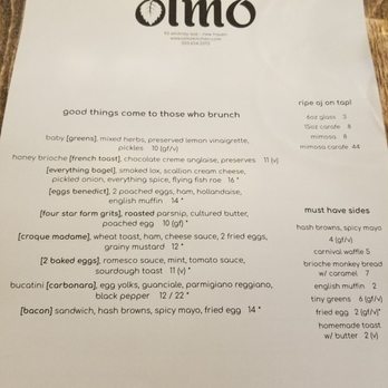 Olmo - Current brunch menu - Sandwiches Near Me - New Haven, Connecticut