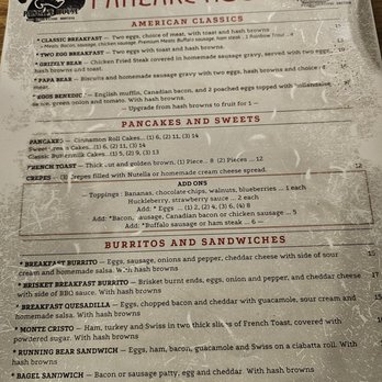 Running Bear Pancake House - Menu - Breakfast & Brunch Near Me - West Yellowstone, Montana