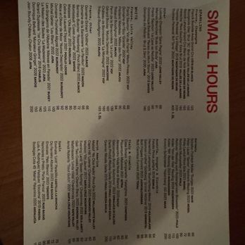 Small Hours - Menu - Wine Bars Near Me - Minneapolis, Minnesota