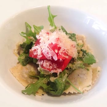 Klein Harris - Mushroom Ravioli w/ mixed wild mushrooms, brown butter leeks, blistered tomato, arugula salad & shaved Gouda - Desserts Near Me - Calgary, Alberta