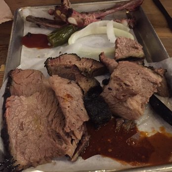 Black's Barbecue Austin - Brisket and pork ribs (what's left of them!) - Barbeque Near Me - Austin, Texas