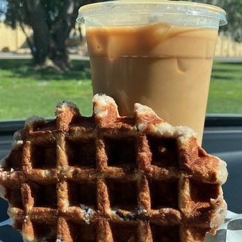 Banker’s Brew Coffee - great liege (hand waffles) with Patriot Coffee - Waffles Near Me - Bartow, Florida