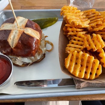 Emily - The Famous Emily Burger - very juicy with a huge portion of waffle fries - Pizza Near Me - New York, New York