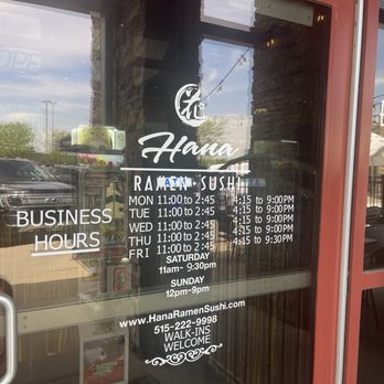 Hana Ramen Sushi - Hours - Sushi Bars Near Me - West Des Moines, Iowa Hana Ramen Sushi - Hours - Sushi Bars Near Me - West Des Moines, Iowa