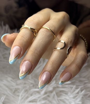 Aprés and builder gel nails - Customer wanted a different design so we worked together to get what she wanted done for her.