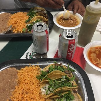 Taqueria Pedritos - 2 lunch specials.. 3 tacos, rice, beans, can soda and free bowl of beans or sopa. $19 and some change total. Great service.. - Mexican Near Me - Dallas, Texas