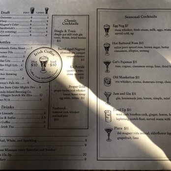 Sláinte - Menu - Back - Irish Pub Near Me - Oakland, California
