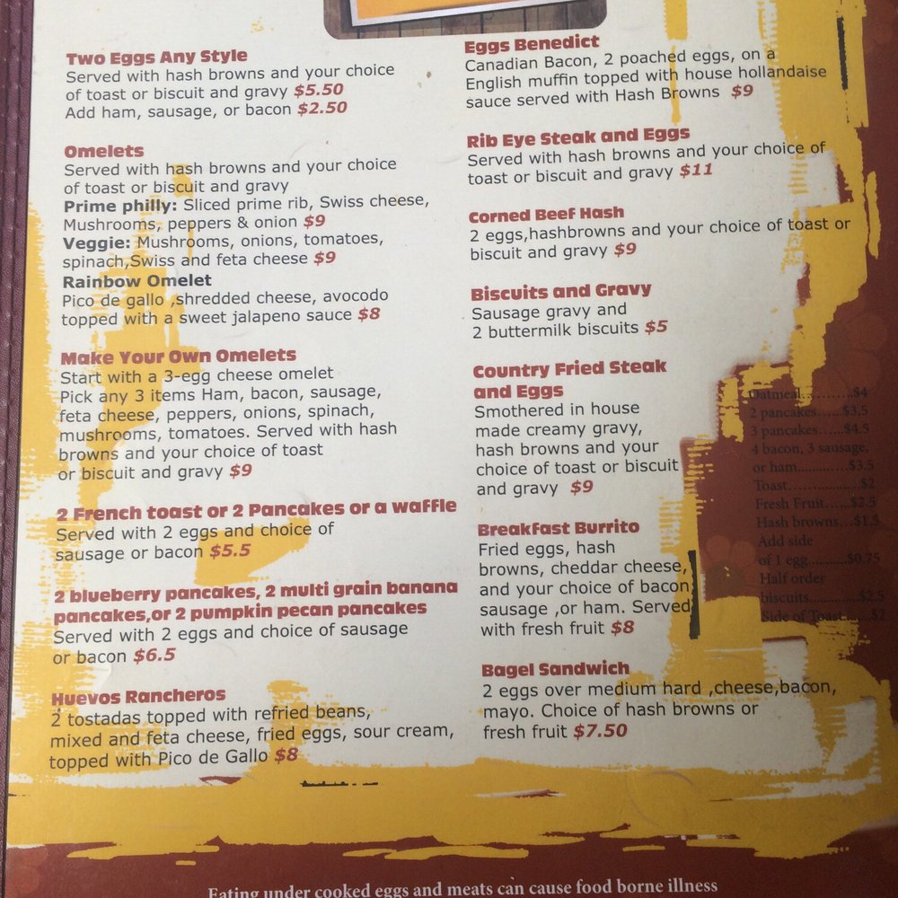 Miss Fitz 260 Cafe - Breakfast menu 2015 - American Near Me - Payson, Arizona