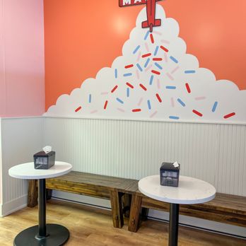 Mayday Ice Cream - two tables and a bench - Ice Cream & Frozen Yogurt Near Me - Ponte Vedra Beach, Florida Mayday Ice Cream - two tables and a bench - Ice Cream & Frozen Yogurt Near Me - Ponte Vedra Beach, Florida