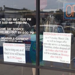 No longer same day service on Saturdays. Price bump to $1.99.