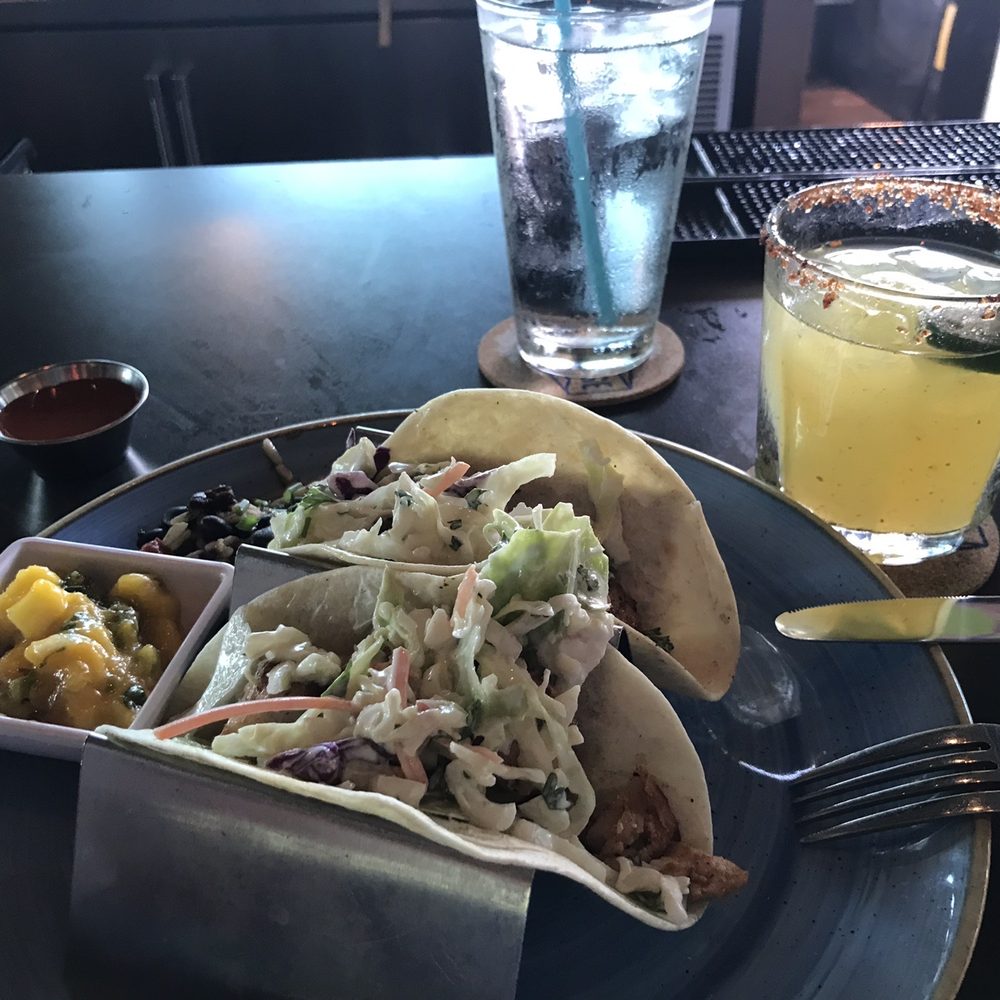 Beach House - Blackened mahi fish tacos and mango sol margarita - Bars Near Me - Pompano Beach, Florida Beach House - Blackened mahi fish tacos and mango sol margarita - Bars Near Me - Pompano Beach, Florida